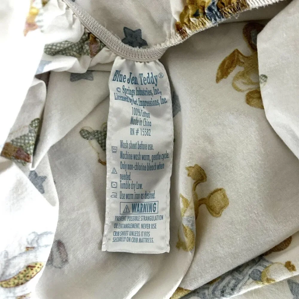 Blue Jean Teddy Bear Crib Sheet Fitted Spring Industries Duck Bunny Dog Cotton